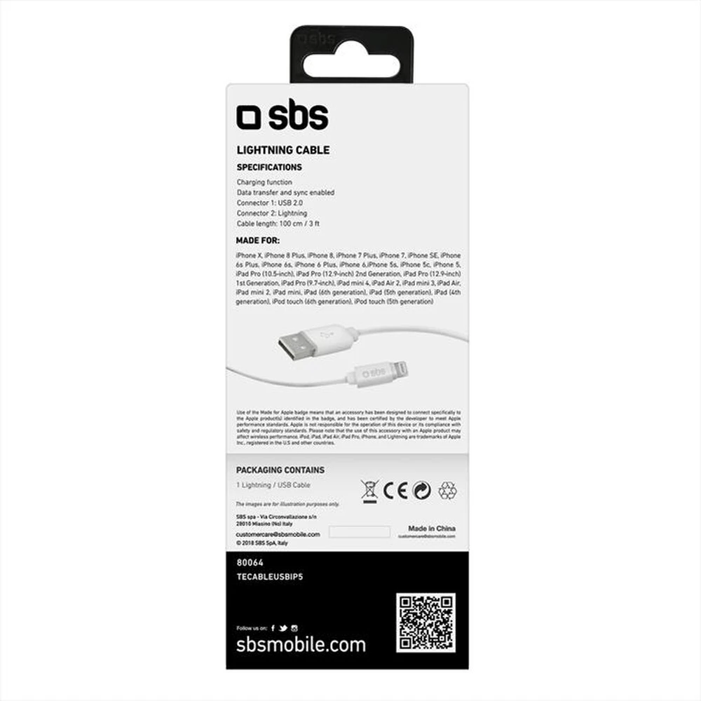 SBS - Cavo Ricarica E Sincronizzazione Per IPhone 5/5S/5-BIANCO 8 SBS - Cavo Ricarica E Sincronizzazione Per IPhone 5/5S/5-BIANCO - immagine 6