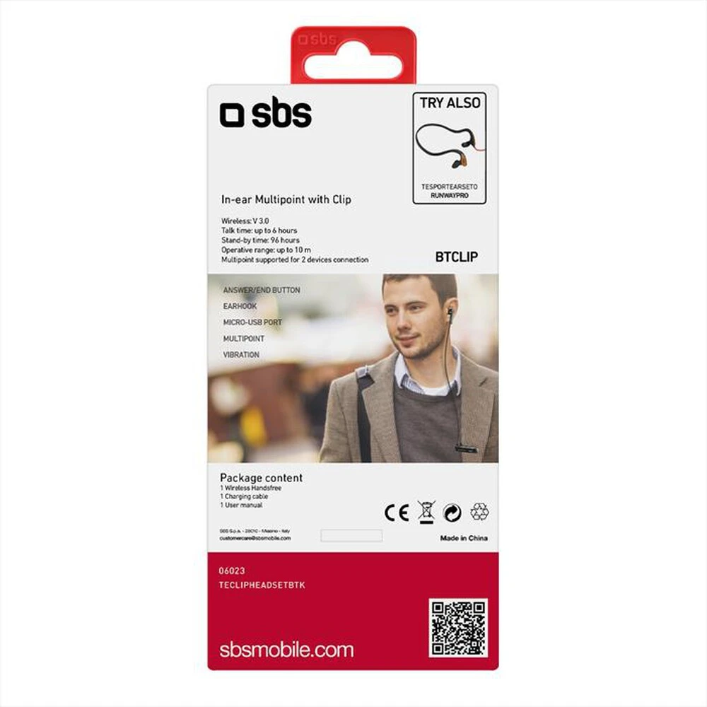 SBS - Auricolare Bluetooth A Clip-Nero 8 SBS - Auricolare Bluetooth A Clip-Nero - immagine 6