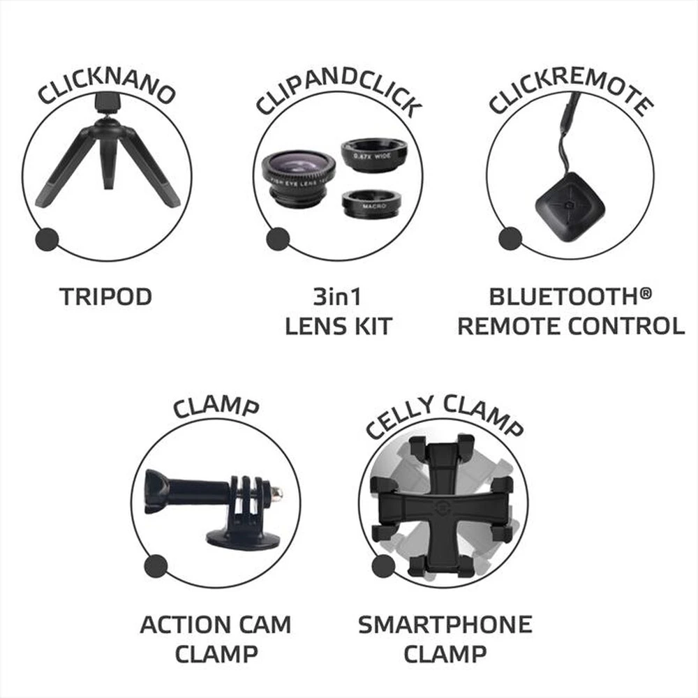 CELLY - URBANKIT NANOTRI CLAMP REMOTE LENS KIT-Nero/Plastica 4 CELLY - URBANKIT NANOTRI CLAMP REMOTE LENS KIT-Nero/Plastica - immagine 2