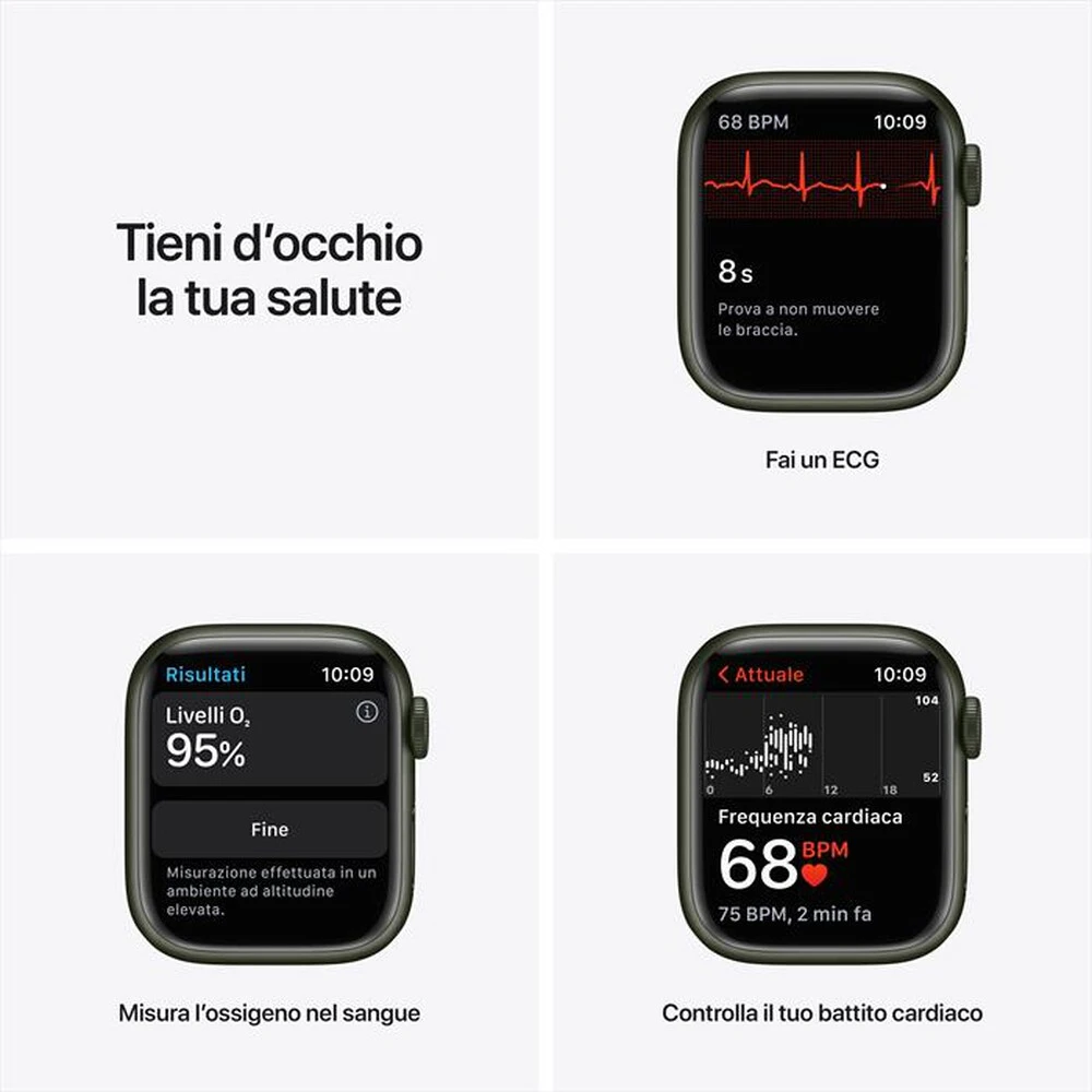 APPLE - Apple Watch Series 7 GPS+Cellular 41mm Alluminio-Cinturino Sport Verde 7 APPLE - Apple Watch Series 7 GPS+Cellular 41mm Alluminio-Cinturino Sport Verde - immagine 5