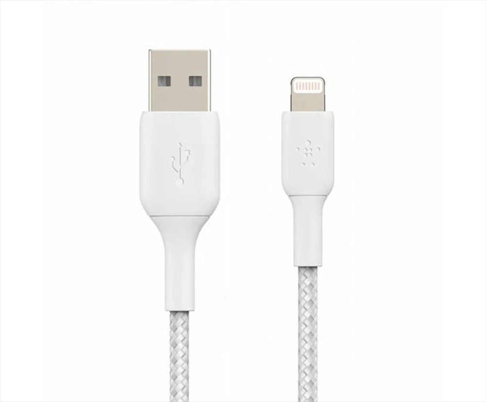 BELKIN - CAVO INTRECCIATO DA USB-A A LIGHTNING 2M-bianco 3 BELKIN - CAVO INTRECCIATO DA USB-A A LIGHTNING 2M-bianco