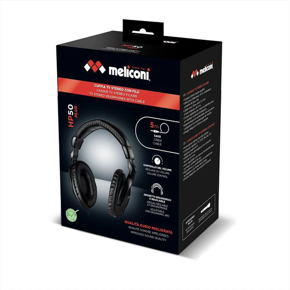 MELICONI - Cuffia TV Con Filo HP 50 PLUS-Estetica All Black 4 MELICONI - Cuffia TV Con Filo HP 50 PLUS-Estetica All Black - immagine 2