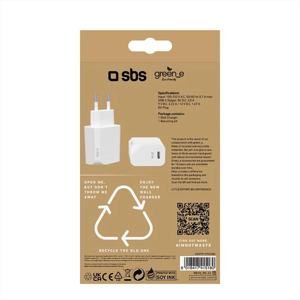 SBS - Wall Charger GRETR1CPD20W-Bianco 5 SBS - Wall Charger GRETR1CPD20W-Bianco - immagine 3